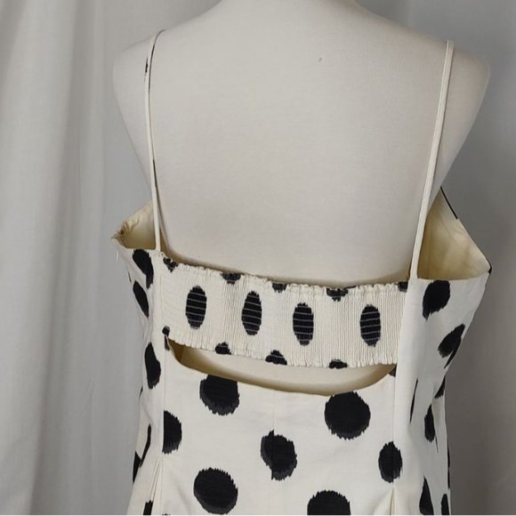 LOFT Dress White Black Polka Dot straps Cut OutBack Cotton Fit & Flare - Picture 7 of 10
